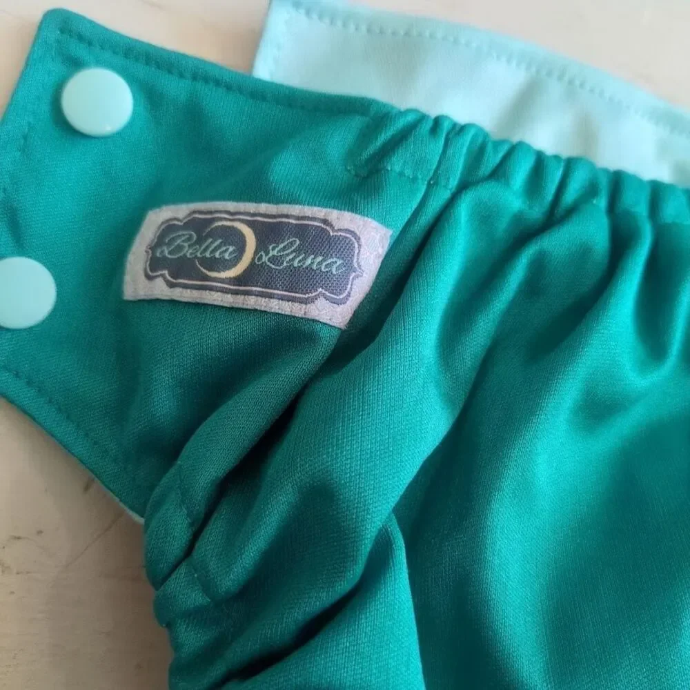 Bella Luna Pocket Cloth Diaper Small Green Blue No Insert